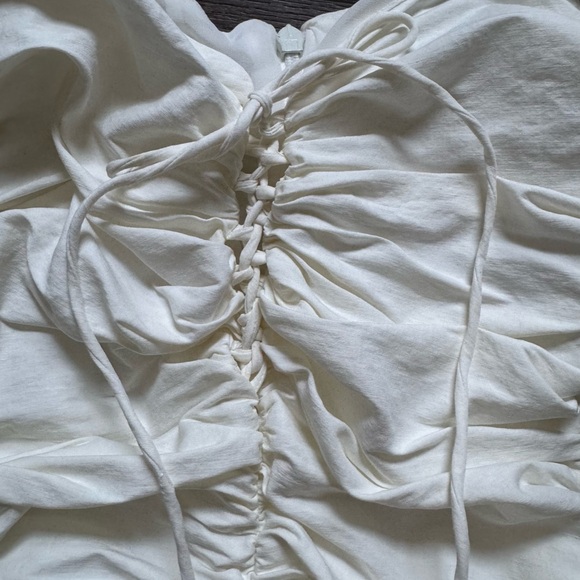 Zara White Ruffle-Strap Ruched Mini Dress - Picture 9 of 10
